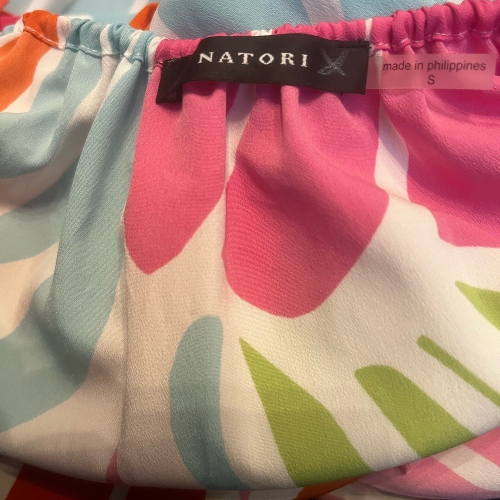 Natori Papillon Tropical Gown in Bright Coral Size S - Picture 5 of 6